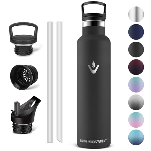 Vikaster Thermoskanne, Thermosflasche 1000ml, BPA-frei Trinkflasche, Thermosflasche mit Strohhalm, Trinkflaschee für Schule, Sport, Fahrrad, Camping, Fitness, Outdoor von Vikaster