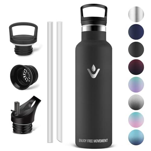 Vikaster Thermoskanne, Thermosflasche 750ml, BPA-frei Trinkflasche, Thermosflasche mit Strohhalm, Trinkflaschee für Schule, Sport, Fahrrad, Camping, Fitness, Outdoor von Vikaster