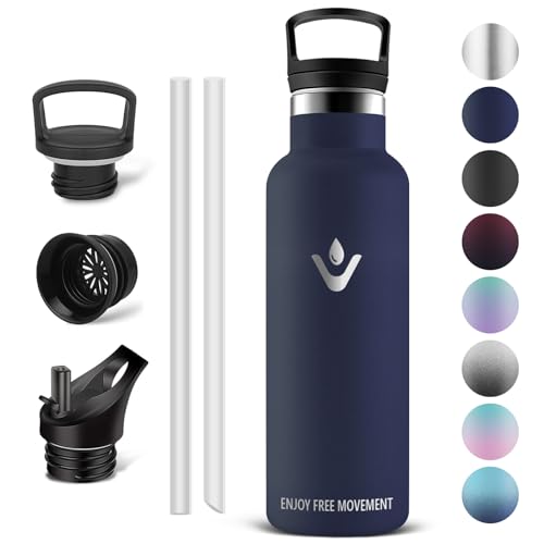 Vikaster Trinkflasche, 500ml Thermosflasche, BPA-frei Trinkflasche, Thermosflasche mit Strohhalm, Trinkflaschee für Schule, Sport, Fahrrad, Camping, Fitness, Outdoor von Vikaster