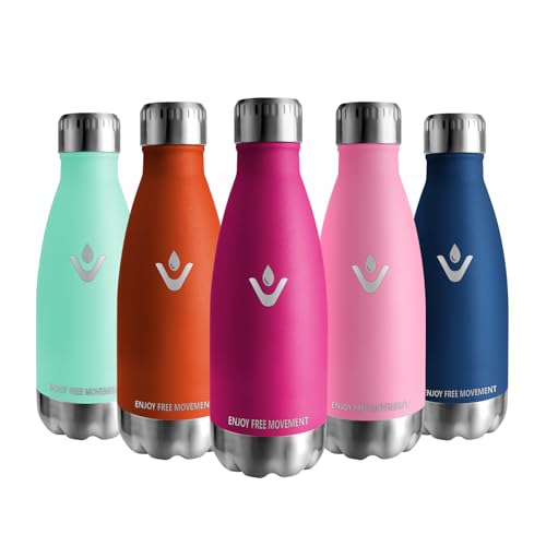 Vikaster Trinkflasche edelstahl, 350ml Thermosflasche, BPA-frei Trinkflasche, Auslaufsicher Wasserflasche für Schule, Sport, Fahrrad, Camping, Fitness, Outdoor von Vikaster