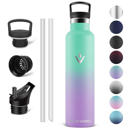 Vikaster Wasserflasche, Thermosflasche 1l, BPA-frei Trinkflasche, Thermosflasche mit Strohhalm, Trinkflaschee für Schule, Sport, Fahrrad, Camping, Fitness, Outdoor von Vikaster