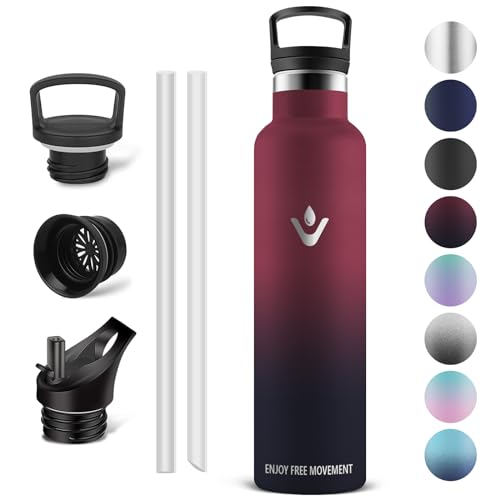 Vikaster isolierflasche, Thermosflasche 1000ml, BPA-frei Trinkflasche, Thermosflasche mit Strohhalm, Trinkflaschee für Schule, Sport, Fahrrad, Camping, Fitness, Outdoor von Vikaster