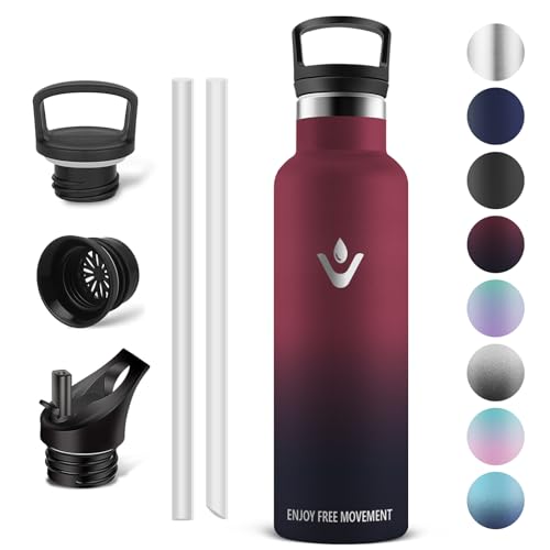 Vikaster isolierflasche, Thermosflasche 750ml, BPA-frei Trinkflasche, Thermosflasche mit Strohhalm, Trinkflaschee für Schule, Sport, Fahrrad, Camping, Fitness, Outdoor von Vikaster