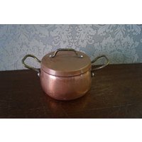Vintage Kupfer Topf, Stielkasserolle, Küchenutensilien von Vikella70