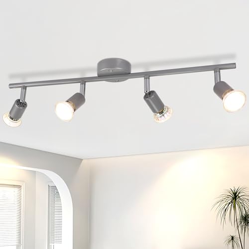 Viketeri LED Deckenstrahler 4 Flammig Strahler - Deckenleuchte 12W Modern 350° Schwenkbar Deckenlampe Spot GU10 3000K Warmweiß Silber Spotlight Innen Deckenspot für Küche Wohnzimmer Schlafzimmer Flur Viketeri LED Deckenstrahler 4 Flammig Strahler - Deckenleuchte 12W Modern 350° Schwenkbar Deckenlampe Spot GU10 3000K Warmweiß Silber Spotlight Innen Deckenspot für Küche Wohnzimmer Schlafzimmer Flur von Viketeri