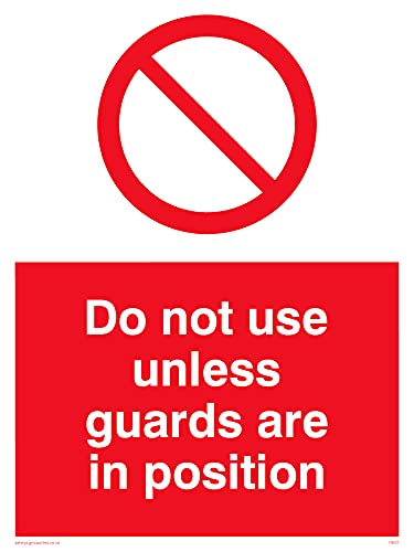 Viking Signs - 5 Stück – Warnschild 'Dont Use Unless Guarded' – Rot, Vinyl/Aufkleber, A5 Hochformat, Warnstyle, 150 x 200 mm von Viking Signs