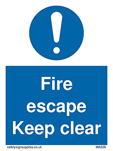 5 Stück – Fire Escape Keep Clear Schild – 75 x 100 mm – A7P von Viking Signs