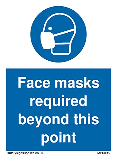 5 Stück – Gesichtsmasken erforderlich beyond this point Schild – 75 x 100 mm – A7P von Viking Signs