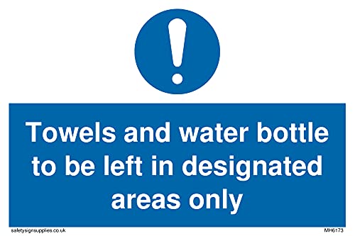 5 Stück – Handtücher und Wasserflasche werden in deated areas only Schild – 150 x 100 mm – A6L von Viking Signs