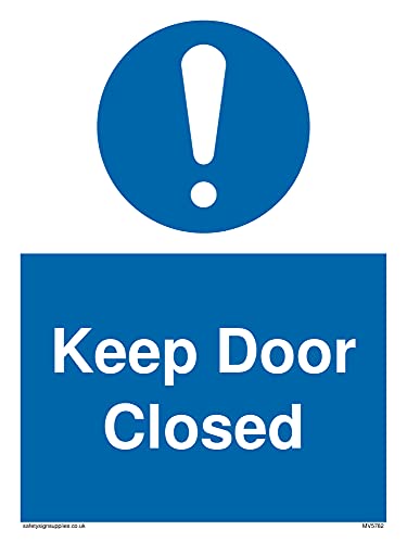 5 Stück – Keep Door Closed with oblatory exclamation Symbolschild – 150 x 200 mm – A5P von Viking Signs
