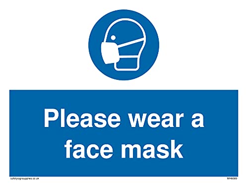5 Stück – Please wear a face mask Schild – 200 x 150 mm – A5L von Viking Signs