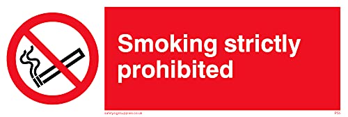 5 Stück – Smoking Strictly Prohibited Schild – 150 x 50 mm – L15 von Viking Signs