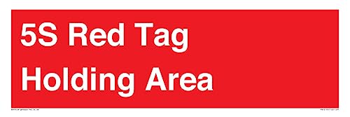 5S Schild mit Aufschrift "Holding Area", 450 x 150 mm, Rot, L41 von Viking Signs