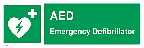 AED Notfall-Defibrillator mit Herz-Defibrillator-Symbol, 300 x 100 mm, L31 AED Notfall-Defibrillator mit Herz-Defibrillator-Symbol, 300 x 100 mm, L31 von Viking Signs
