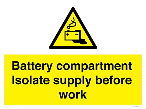 Batteriefach "Isolate supply before work" Schild – 400 x 300 mm – A3L von Viking Signs
