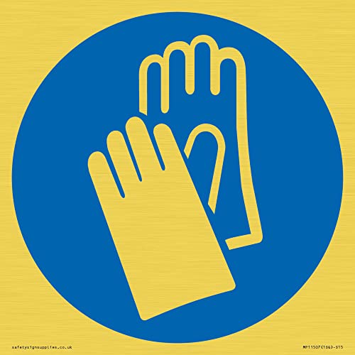 Custom Mandatory: Wear protective gloves Schild – 150 x 150 mm – S15 von Viking Signs