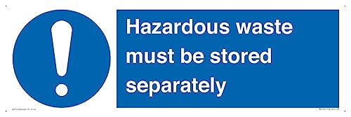 Hinweisschild "Hazardous Waste Must Be Stored Separatly", 600 x 200 mm, L62 von Viking Signs