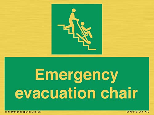 Hinweisschild für Notfall Evakuierung Stuhl, 100 x 75 mm, A7L von Viking Signs