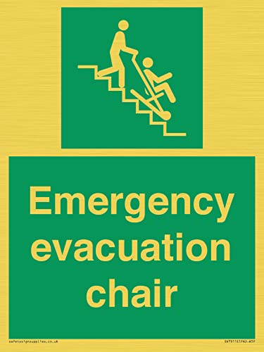 Hinweisschild für Notfall Evakuierung Stuhl, 150 x 200 mm, A5P von Viking Signs