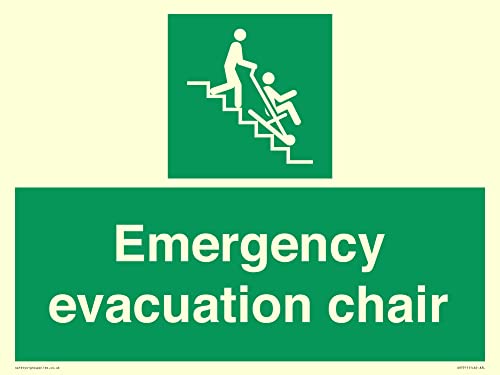 Hinweisschild für Notfall Evakuierung Stuhl, 400 x 300 mm, A3L von Viking Signs