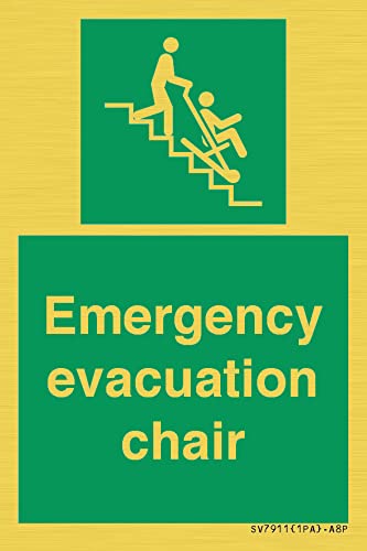 Hinweisschild für Notfall Evakuierung Stuhl, 50 x 75 mm, A8P von Viking Signs