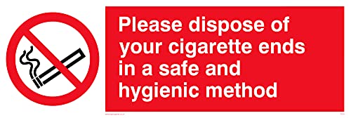 L31 Schild mit Aufschrift "Dispose Of Cigarette Ends Safe And Hygienic", 300 x 100 mm, 5 Stück von Viking Signs