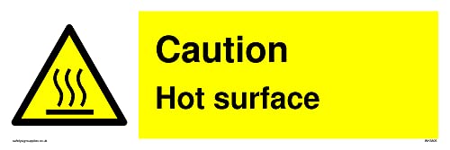 L31 Warnschild mit Warnsymbol „Caution Hot Surface“, 300 x 100 mm, 5 Stück von Viking Signs