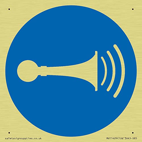 Viking Signs Schild mit Aufschrift "Mandatory: Sound Horn", 85 x 85 mm, S85, Blau/Weiß Viking Signs Schild mit Aufschrift "Mandatory: Sound Horn", 85 x 85 mm, S85, Blau/Weiß von Viking Signs