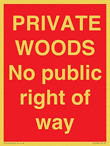 Private Woods Schild "No public right of way", 150 x 200 mm, A5P von Viking Signs