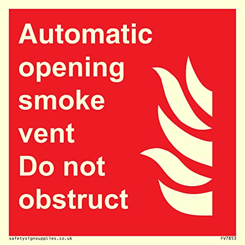 Rauchabzug mit automatischer Öffnung, Aufschrift "Do not obstruct", 400 x 400 mm, S40 Rauchabzug mit automatischer Öffnung, Aufschrift "Do not obstruct", 400 x 400 mm, S40 von Viking Signs
