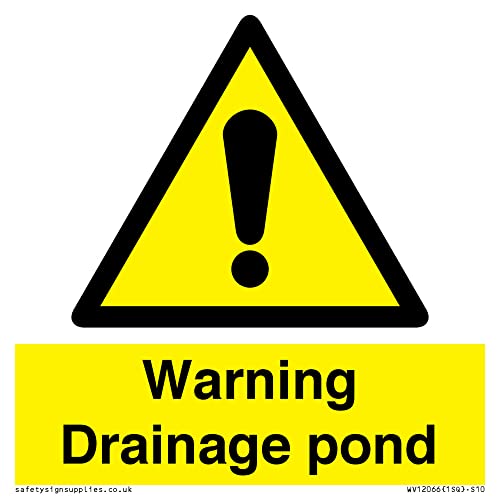 S10 Warnschild mit Aufschrift "Warning Drainage Drainage Teich", 100 x 100 mm von Viking Signs