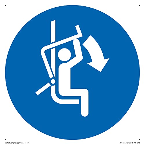 S15 Schild mit Aufschrift "Open safety bar of chairlift", 150 x 150 mm von Viking Signs