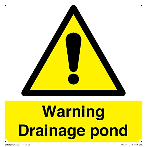 S15 Warnschild mit Aufschrift "Warning Drainage Drainage Teich", 150 x 150 mm von Viking Signs