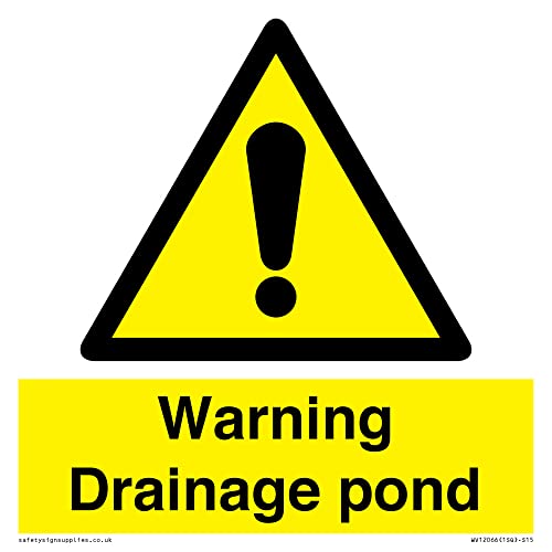 S15 Warnschild mit Aufschrift "Warning Drainage Drainage Teich", 150 x 150 mm von Viking Signs