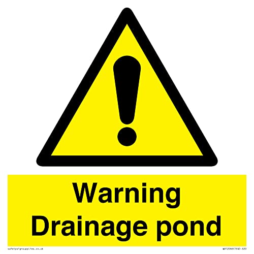 S20 Warnschild mit Aufschrift "Warning Drainage Drainage Teich", 200 x 200 mm von Viking Signs