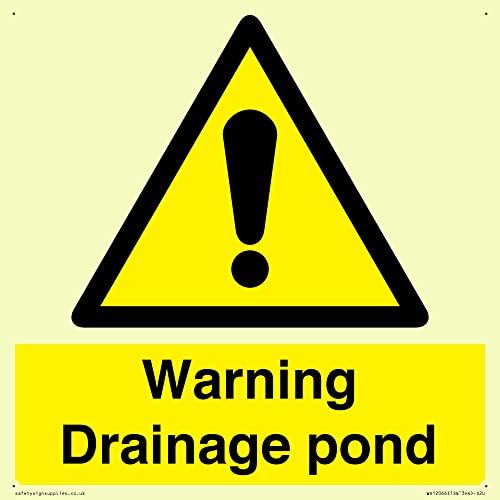 S20 Warnschild mit Aufschrift "Warning Drainage Drainage Teich", 200 x 200 mm von Viking Signs