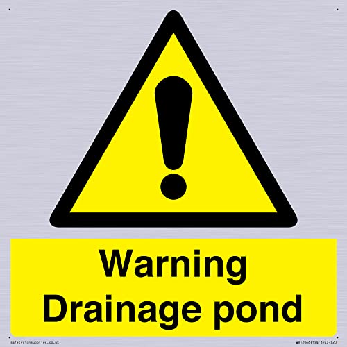 S20 Warnschild mit Aufschrift "Warning Drainage Drainage Teich", 200 x 200 mm von Viking Signs