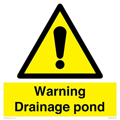 S30 Warnschild mit Aufschrift "Warning Drainage Drainage Teich", 300 x 300 mm von Viking Signs