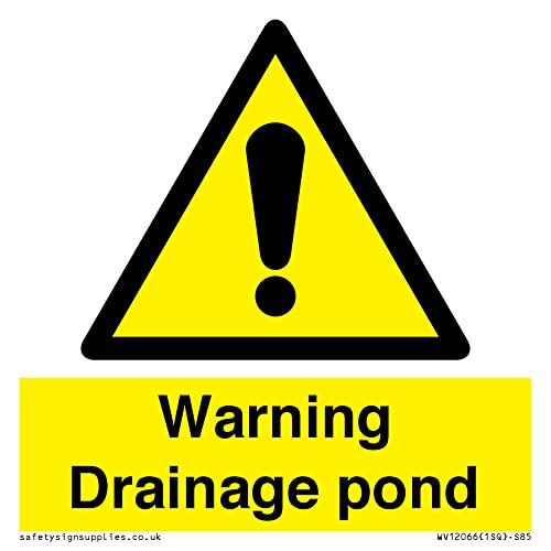 S85 Warnschild mit Aufschrift "Warning Drainage Drainage Teich", 85 x 85 mm von Viking Signs
