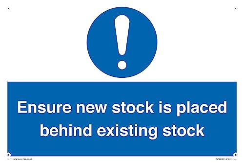 Schild "Ensure New Stock Is Placed Behind Existing Stock", 300 x 200 mm, A4L von Viking Signs