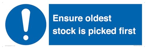 Schild "Ensure Oldest Stock Is Picked First", 600 x 200 mm, L62 von Viking Signs