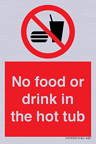 Schild "No Food or Drink in the Whirlpool", 50 x 75 mm, A8P von Viking Signs