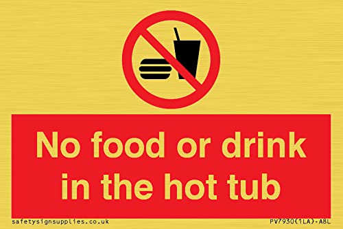 Schild "No Food or Drink in the Whirlpool", 75 x 50 mm, A8L von Viking Signs