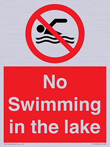 Schild"No Swimming in the ake", 150 x 200 mm, A5P von Viking Signs