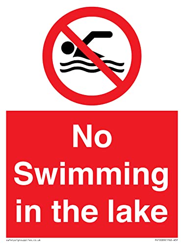 Schild"No Swimming in the ake", 150 x 200 mm, A5P von Viking Signs