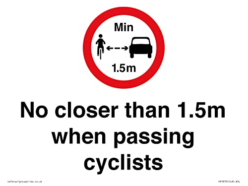 Schild "No closer than 1,5 m when passing cyclists", 200 x 150 mm, A5L von Viking Signs
