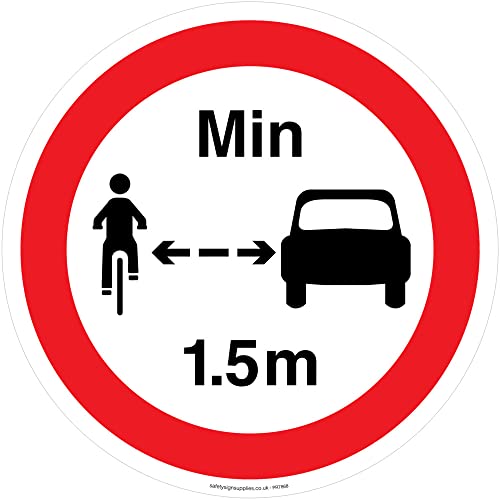 Schild "No closer than 1,5 m when passing cyclists", 200 x 200 mm, C20 von Viking Signs