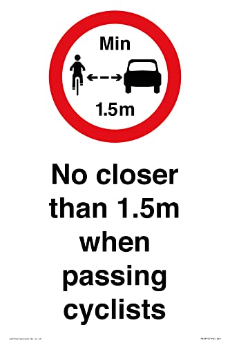 Schild "No closer than 1,5 m when passing cyclists", 200 x 300 mm, A4P von Viking Signs