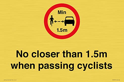 Schild "No closer than 1,5 m when passing cyclists", 300 x 200 mm, A4L von Viking Signs