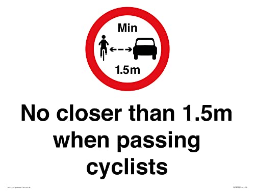 Schild "No closer than 1,5 m when passing cyclists", 400 x 300 mm, A3L von Viking Signs
